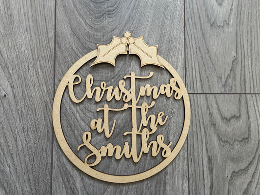 Wooden personalised Christmas hoop - Laser LLama Designs Ltd