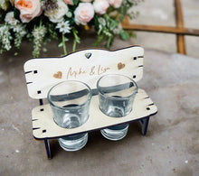 Load image into Gallery viewer, Wooden birch bench for shot glasses - Laser LLama Designs Ltd