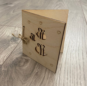 Wooden personalised folding card -bee design - Laser LLama Designs Ltd