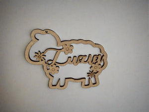 Wooden personalised sheep shape - Laser LLama Designs Ltd