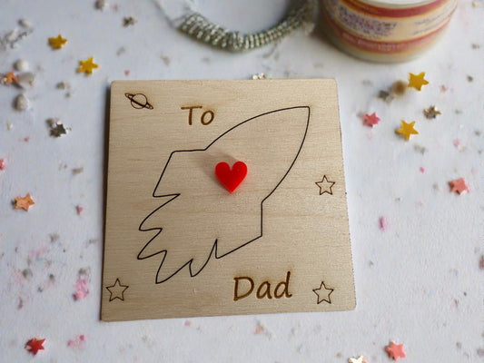 Wooden personalised 3D rocket card - Laser LLama Designs Ltd