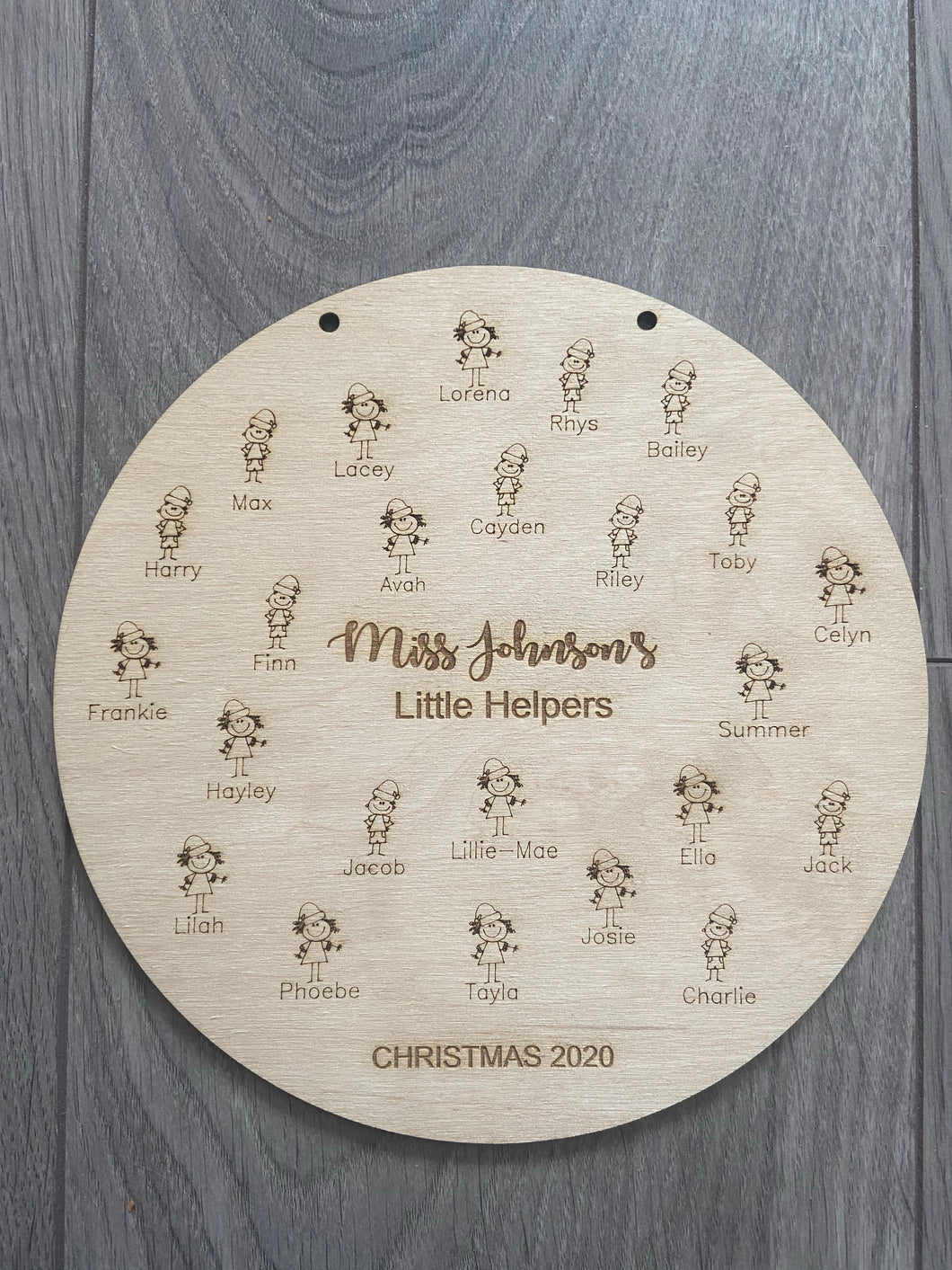 Wooden personalised Christmas teacher class plaque -little helpers - Laser LLama Designs Ltd