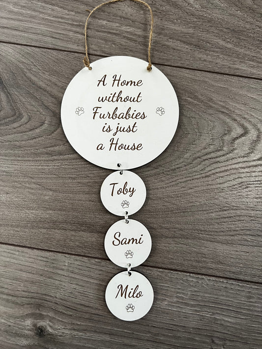 Wooden personalised circle pet plaque - Laser LLama Designs Ltd