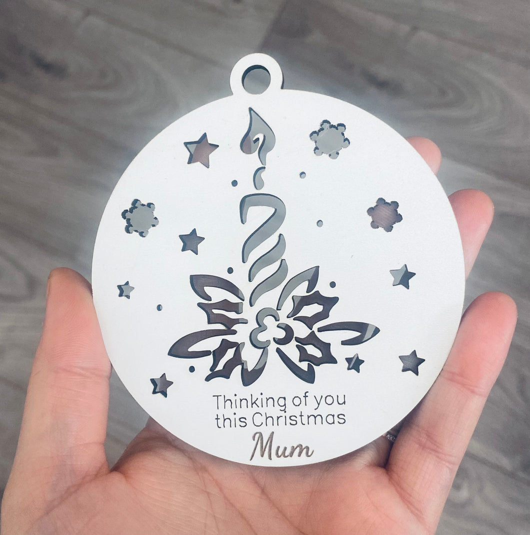 Wooden personalised Christmas candle bauble - Laser LLama Designs Ltd