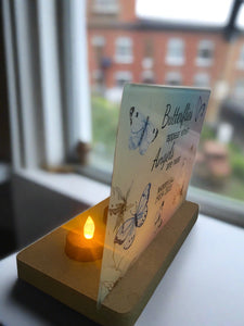Beautiful personalised acrylic plaque & 3  tealight holder - Laser LLama Designs Ltd