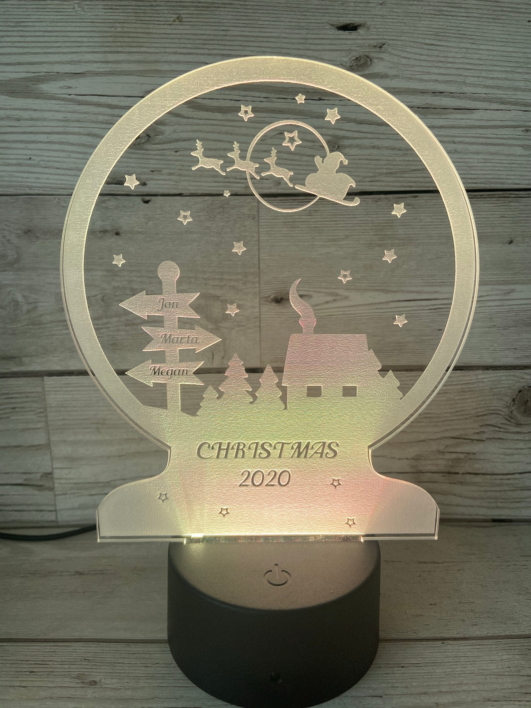 Stunning Christmas snow globe LED light display-9 colours and remote controller - Laser LLama Designs Ltd