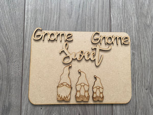Gnome Sweet Gnome Rectangle Plaque - Laser LLama Designs Ltd