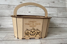 Load image into Gallery viewer, Wooden mdf personalised trick or treat  bucket - Laser LLama Designs Ltd