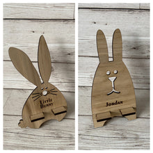 Load image into Gallery viewer, Oak Venner bunny phone holder - Laser LLama Designs Ltd