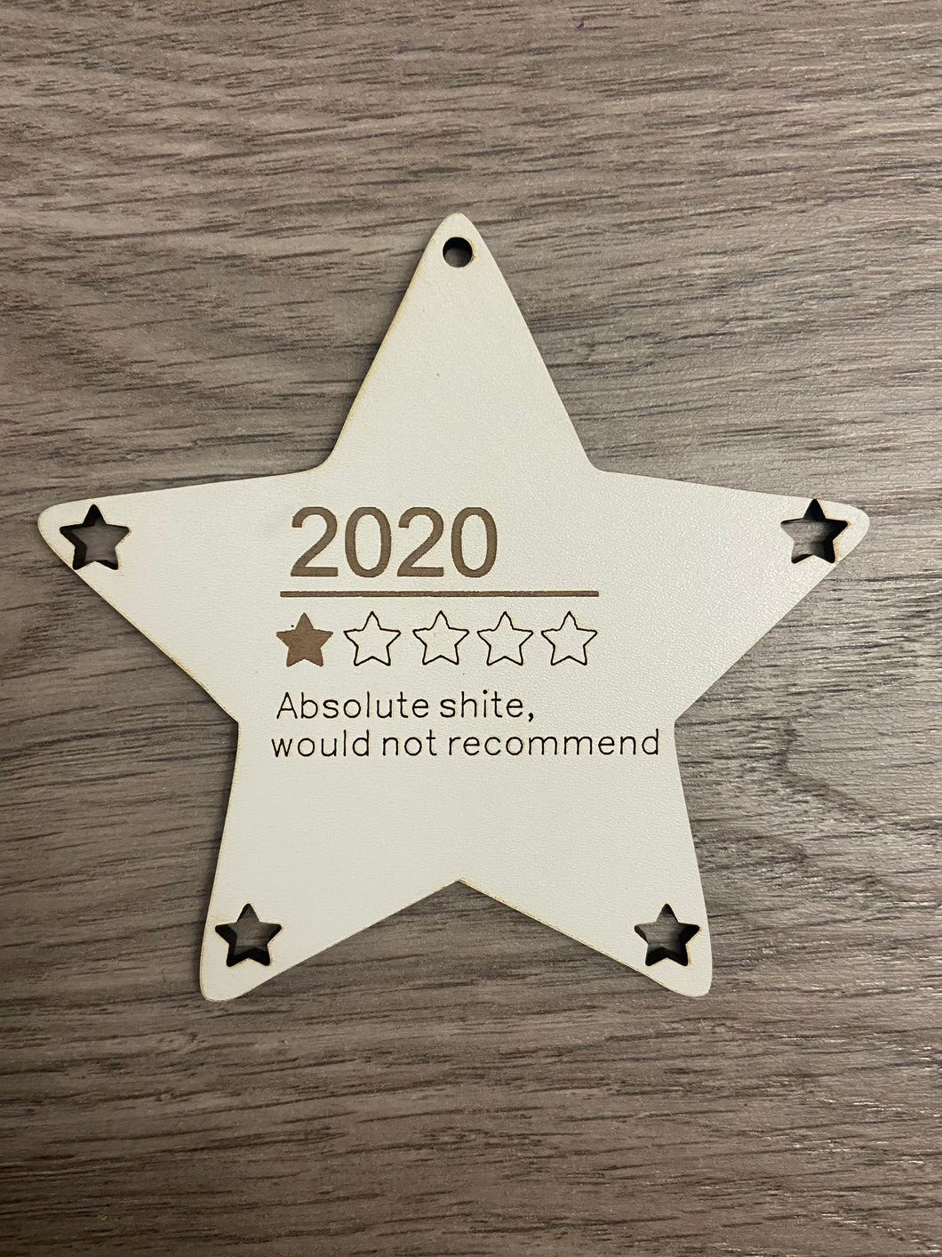 Star bauble -2020 funny review - Laser LLama Designs Ltd