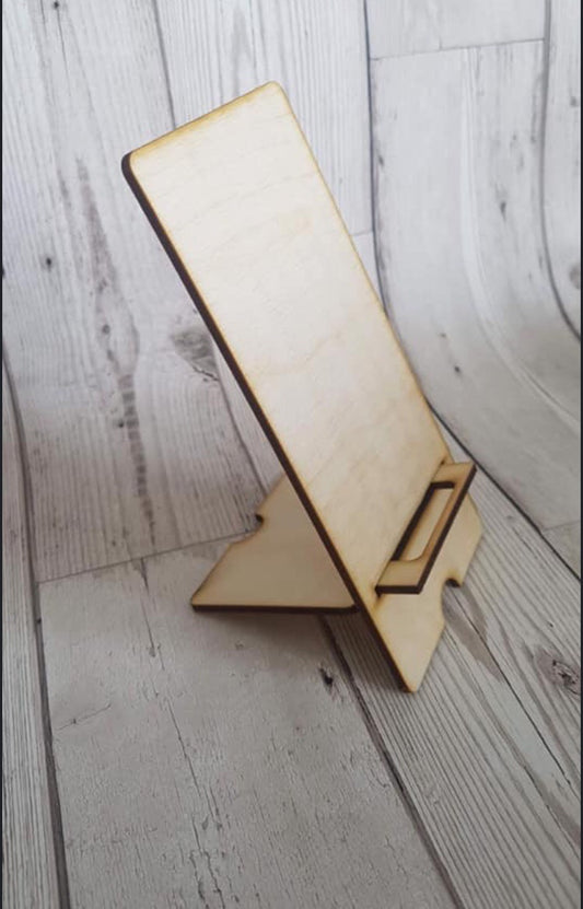 Wooden phone stand for charging phones - Laser LLama Designs Ltd