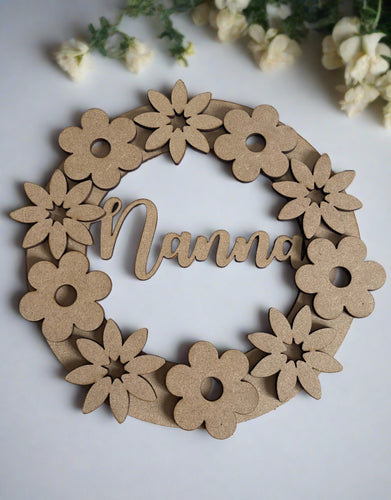 Floral name wreath - Laser LLama Designs Ltd