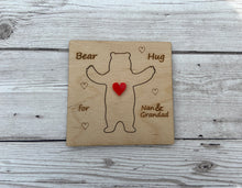 Load image into Gallery viewer, Wooden personalised 3D bear hug card - Laser LLama Designs Ltd