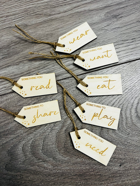 Wooden Christmas present tags - set of 8 - Laser LLama Designs Ltd