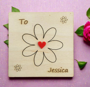 Wooden personalised 3d birthday card-flower - Laser LLama Designs Ltd