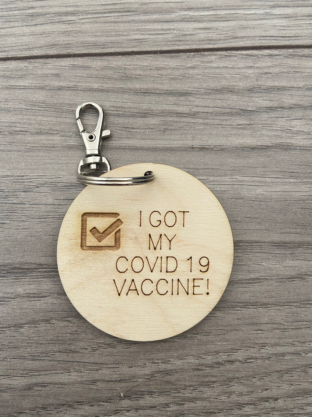 I got my Covid vaccine keyring - Laser LLama Designs Ltd