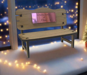 Oak veneer memorial bench - Laser LLama Designs Ltd