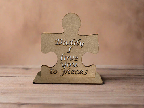 Wooden puzzle piece dad plaque - Laser LLama Designs Ltd
