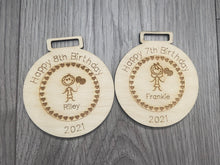 Load image into Gallery viewer, Wooden personalised happy birthday medal - Laser LLama Designs Ltd
