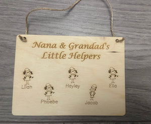 Wooden personalised little helpers plaque - Laser LLama Designs Ltd