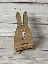 Load image into Gallery viewer, Oak Venner bunny phone holder - Laser LLama Designs Ltd