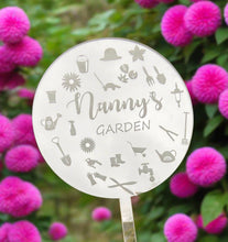 Load image into Gallery viewer, Garden/planter personalised mirrored silver stick - Laser LLama Designs Ltd