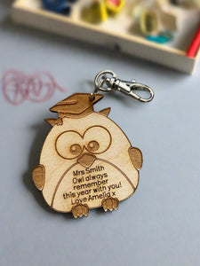 Wooden personalised owl keyring - Laser LLama Designs Ltd