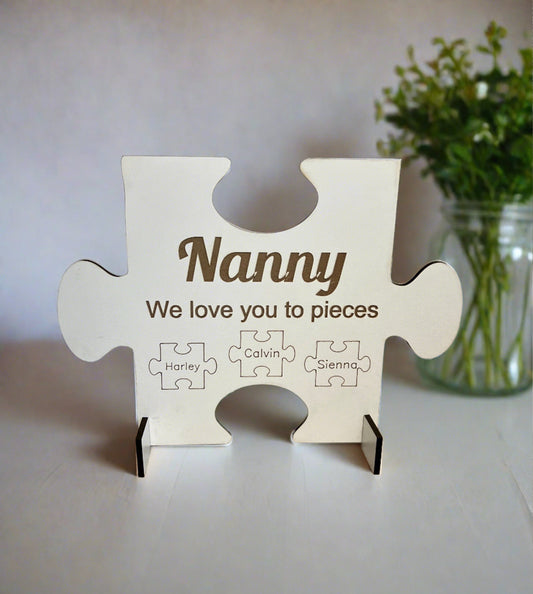 Wooden freestanding personalised puzzle shape - Laser LLama Designs Ltd