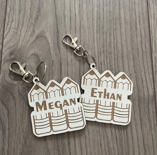 Wooden school bag tag - Laser LLama Designs Ltd