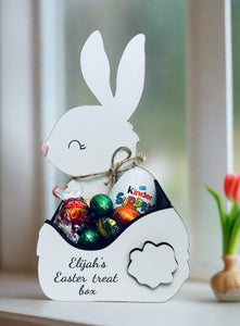 Wooden personalised Easter treat bunny box - Laser LLama Designs Ltd