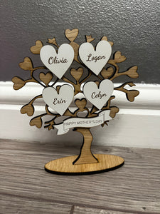 Oak veneer personalised love Mother’s Day tree - Laser LLama Designs Ltd