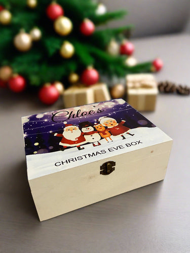 Wooden personalised Santa , Snowman & Reindeer Christmas Eve box - Laser LLama Designs Ltd