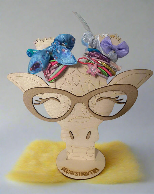 Personalised freestanding hair ties giraffe stand/holder - Laser LLama Designs Ltd
