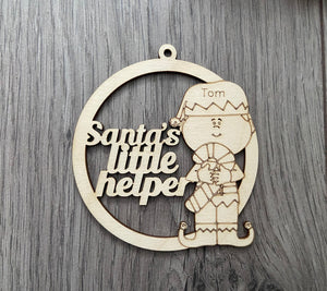 Santa’s little helper personalised bauble - Laser LLama Designs Ltd