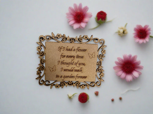 Wooden floral frame plaque - Laser LLama Designs Ltd
