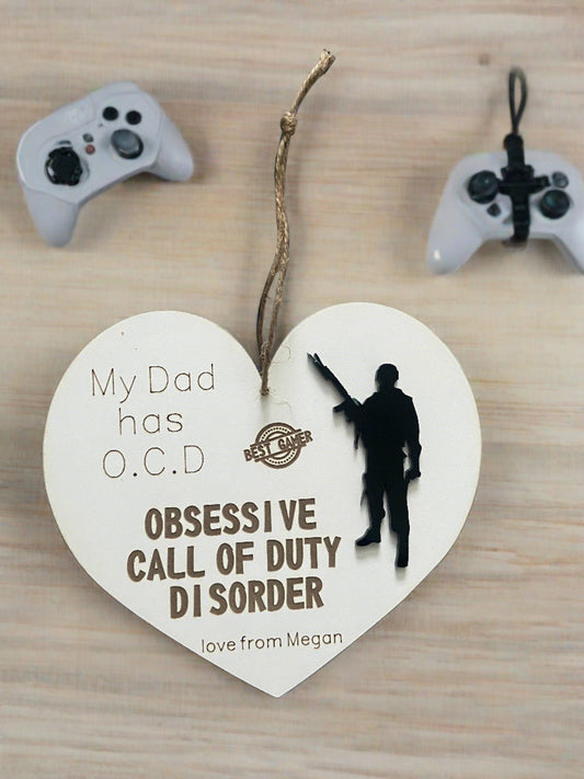 Wooden personalised o.c.d disorder gamer plaque - Laser LLama Designs Ltd