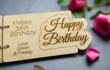 Load image into Gallery viewer, Wooden folding birthday card - Laser LLama Designs Ltd