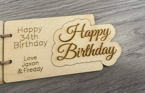 Wooden folding birthday card - Laser LLama Designs Ltd